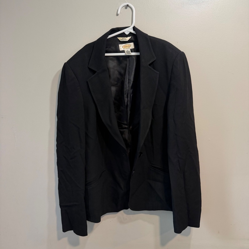 Talbots Womens Black Italian Fabric Blazer Suit Jacket Size 6 Professional Work